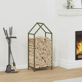 Firewood Rack Olive Green 15.7x9.8x35.4" Cold-rolled st...