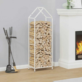 Firewood Rack White 15.7x9.8x47.2" Cold-rolled steel