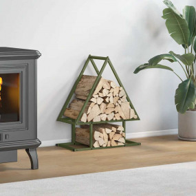 Firewood Rack Olive Green 19.7x9.8x23.6" Cold-rolled st...
