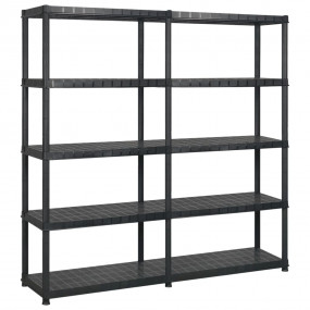 Storage Shelf 5-Tier Black 66.9x15.7x72.8" Plastic (2x1...
