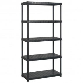 Storage Shelf 5-Tier Black 108.1x18.0x72.8" Plastic (3x...