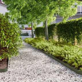 Lawn Edgings 10 pcs Olive Green 3.9x40.6" Cold-rolled S...