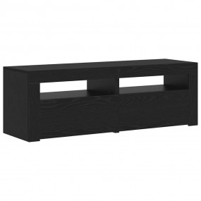 TV Cabinet with LED Lights Black Oak 47.2x13.8x15.7" En...
