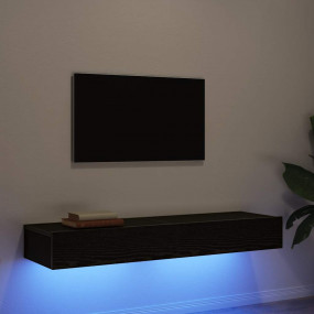 TV Cabinets with LED Lights 2 pcs Black Oak 23.6x13.8x6...