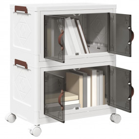 Stackable Storage Box with Wheels 2-Tier 7.4 gal 19.1x1...