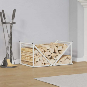 Firewood Rack White 27.6x16.9x13.6" Cold-rolled steel