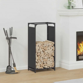 Firewood Rack Black 17.3x11.0x35.4" Cold-rolled steel