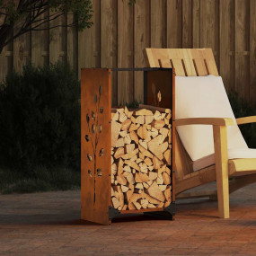Firewood Rack 15.7x11.8x31.5" Weathering Steel