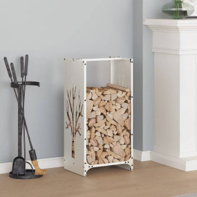 Firewood Rack White 15.7x11.8x31.5" Cold-rolled steel