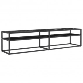 TV Cabinet Black Marble 70.9x15.7x15.9" Tempered Glass