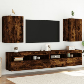 TV Wall Cabinets 2 pcs Smoked Oak 15.9x11.8x23.6" Engin...