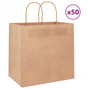 Paper Bags 50 pcs with Handles Brown 26x17x25 cm