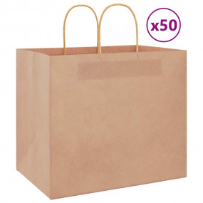 Paper Bags 50 pcs with Handles Brown 32x22x28 cm