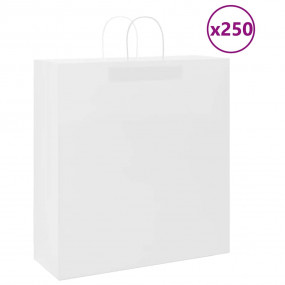 Paper Bags 250 pcs with Handles White 45x17x48 cm