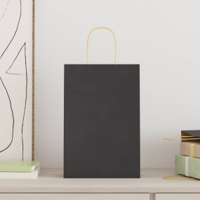 Paper Bags 250 pcs with Handles Black 21x11x31 cm