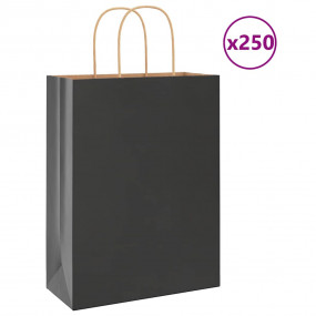 Paper Bags 250 pcs with Handles Black 26x12x35 cm