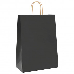 Paper Bags 250 pcs with Handles Black 32x17x44 cm
