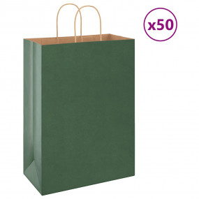 Paper Bags 50 pcs with Handles Green 32x17x44 cm