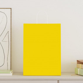 Paper Bags 50 pcs with Handles Yellow 32x17x44 cm
