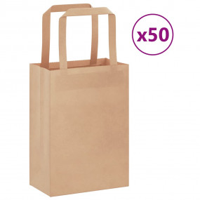 Paper Bags 50 pcs with Handles Brown 15x8x21 cm