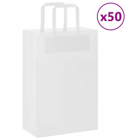 Paper Bags 50 pcs with Handles White 21x11x31 cm