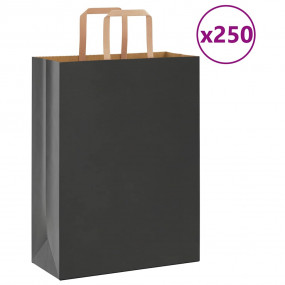 Paper Bags 250 pcs with Handles Black 26x12x35 cm