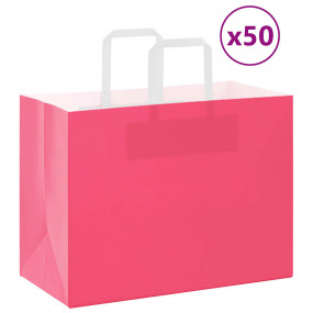 Paper Bags 50 pcs with Handles Pink 32x17x25 cm
