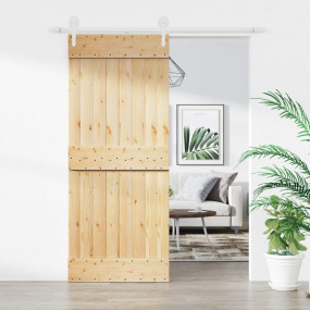Sliding Door with Hardware Set 33.5x82.7" Solid Wood Pi...