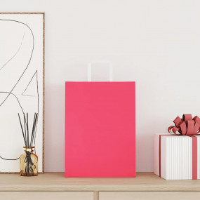 Paper Bags 250 pcs with Handles Pink 26x12x35 cm