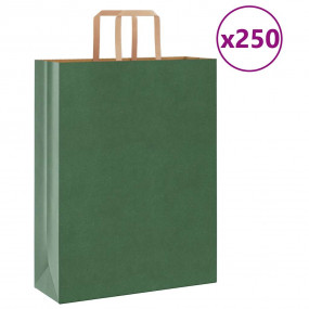 Paper Bags 250 pcs with Handles Green 32x12x42 cm
