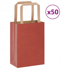 Paper Bags 50 pcs with Handles Red 15x8x21 cm