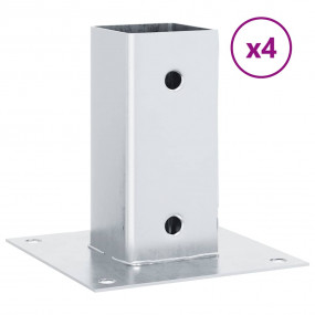 Post Bases Square 4 pcs Silver 2.80x2.80" Galvanized St...