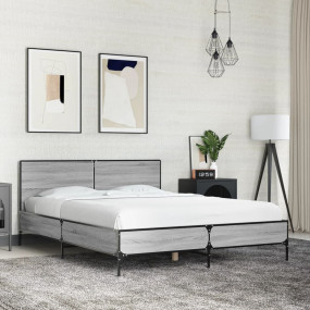 Bed Frame without Mattress Grey Sonoma 135 x 74.8 "