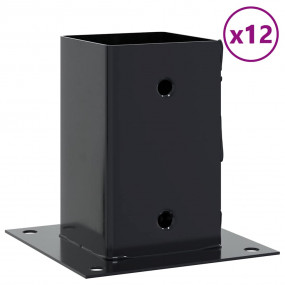 Post Bases Square 12 pcs Anthracite 3.19x3.19" Powder-c...