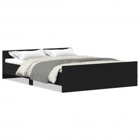 Bed Frame without Mattress Black Oak 120 x 74.8 " Engin...