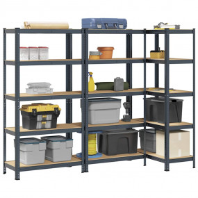 5-Layer Heavy-duty Shelves 3 pcs Anthracite Steel&Engin...