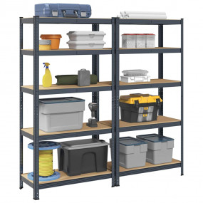 5-Layer Heavy-duty Shelves 2 pcs Anthracite Steel&Engin...