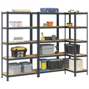 5-Layer Storage Shelves 3 pcs Anthracite Steel&Engineer...