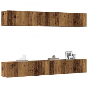 4 Piece Wall-mounted TV Cabinet Set Old Wood 39.4x11.8x...