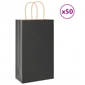 Paper Bags 50 pcs with Handles Black 21x11x36 cm