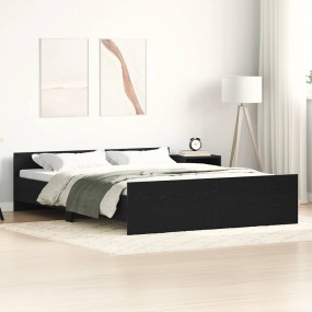 Bed Frame without Mattress Black Oak 160 x 78.7 " Engin...