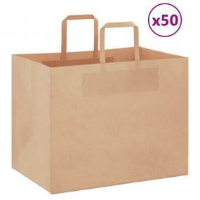 Paper Bags 50 pcs with Handles Brown 32x22x24 cm