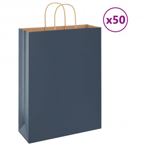 Paper Bags 50 pcs with Handles Blue 32x12x42 cm