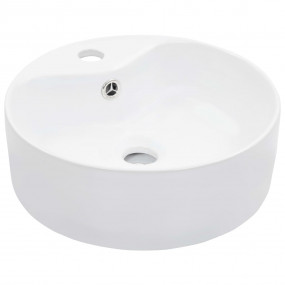 Wash Basin with Overflow 14.2x5.1" Ceramic White