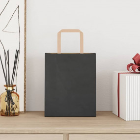 Paper Bags 250 pcs with Handles Black 18x8x22 cm