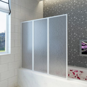 Shower Bath Screen Wall 55.5 x 52.0" 3 Panels Foldable