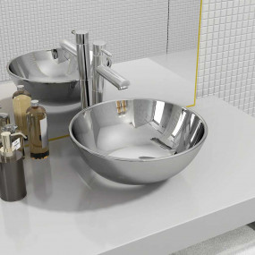 Wash Basin 11.0x3.9" Ceramic Silver