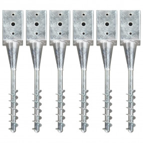 Ground Spikes 6 pcs Silver 3.5x3.5x22.0" Galvanized Ste...