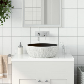 Countertop Basin Black and Grey Round 16.1x5.5" Ceramic