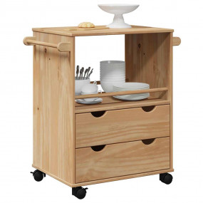 Kitchen Trolley "OTTA" 23.2x17.7x31.5" Solid Wood Pine